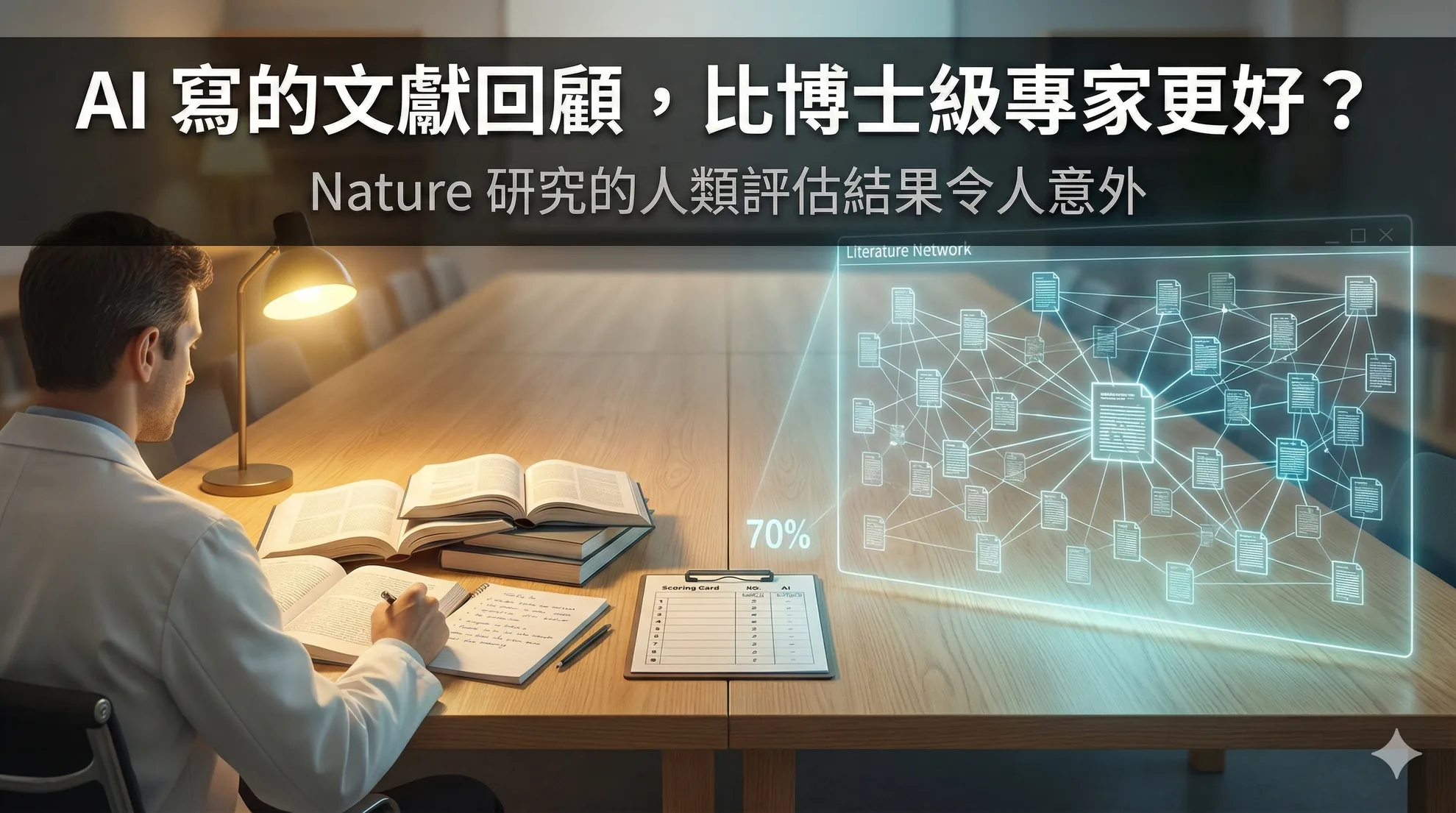 AI 寫的文獻回顧，比博士級專家更好？Nature 研究的人類評估結果令人意外