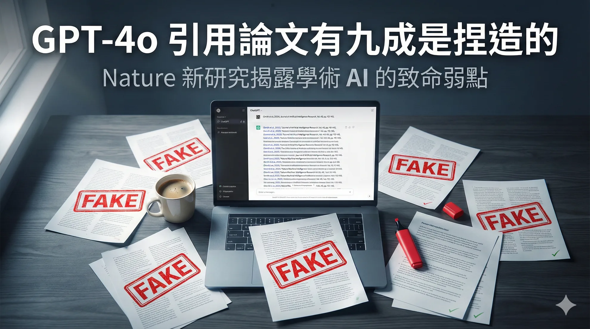 GPT-4o 引用論文有九成是捏造的：Nature 新研究揭露學術 AI 的致命弱點