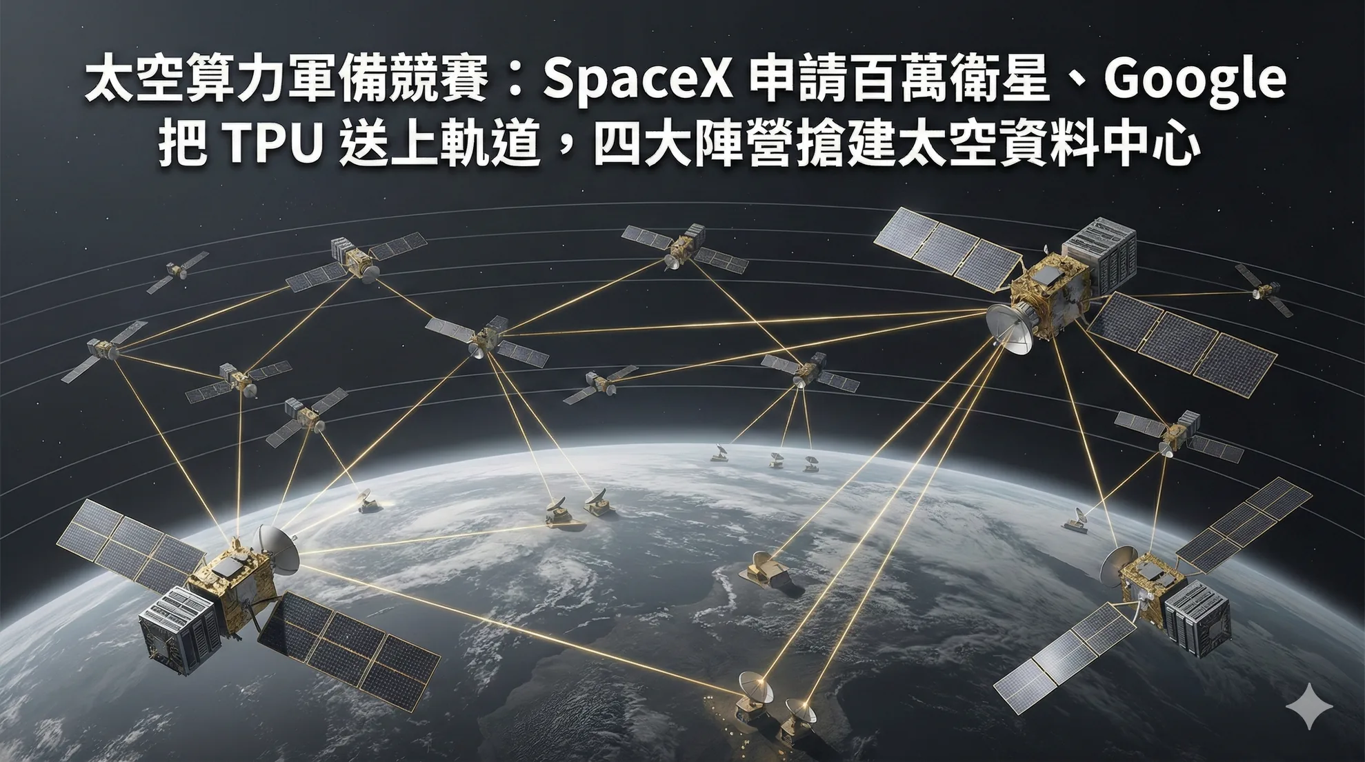 太空算力軍備競賽：SpaceX 申請百萬衛星、Google 把 TPU 送上軌道，四大陣營搶建太空資料中心